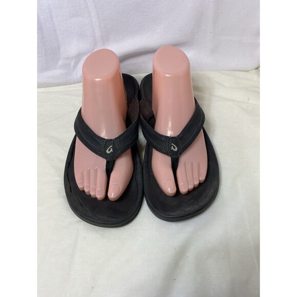 Olukai Ohana Women's Size 11 Black Thong Flip Flops Sandals Shoes - Picture 6 of 9